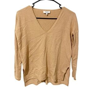 BABATON Womens Size‎ XXS Light Brown V Neck Long Sleeve Thin Knit Tunic Sweater